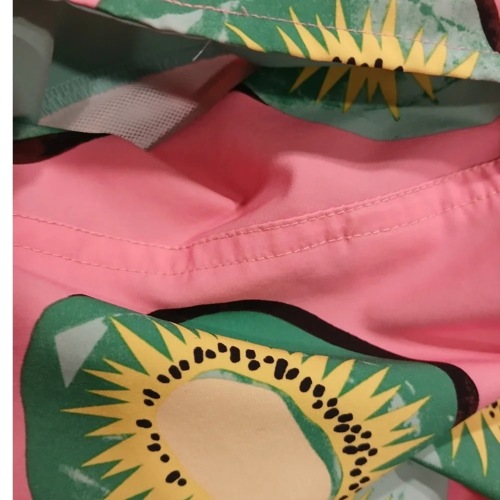Bonobos Mens XL Pink Kiwi Fruit Print‎ Riviera Swim Trunks 7 Inch Inseam Shorts